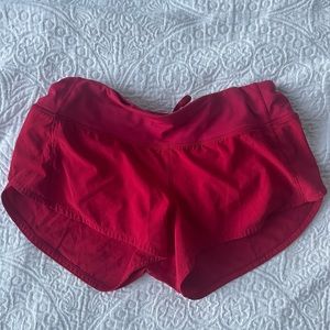 Red Lululemon Speedup Shorts 2.5”